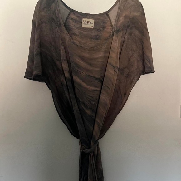 Gypsy 05 sold at Free People and Anthropologie  100% Silk Flutter sleeve Dress - Picture 4 of 7